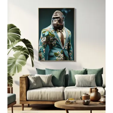 MALOWANY OBRAZ NA PŁÓTNIE LAKIEROWANY KONGY -B- Z RAMĄ 62X4X92 cm